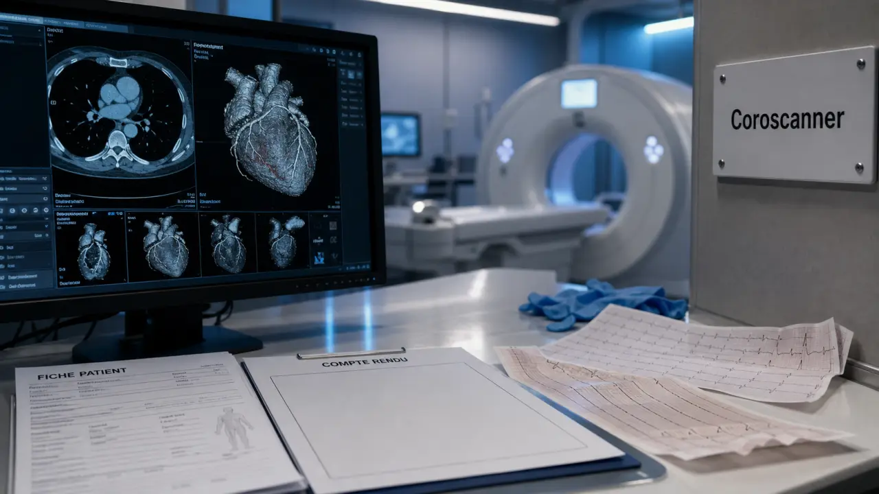 Scanner cardiaque Coroscanner : coupe 3D et fiche patient