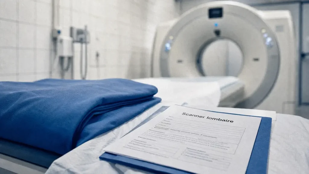 Scanner lombaire en imagerie médicale, salle d’examen