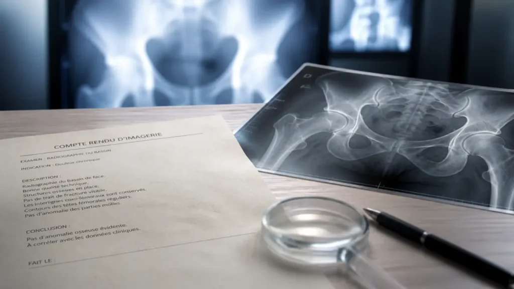 Radiographie du bassin normale : symétrie, interlignes et signes à vérifier