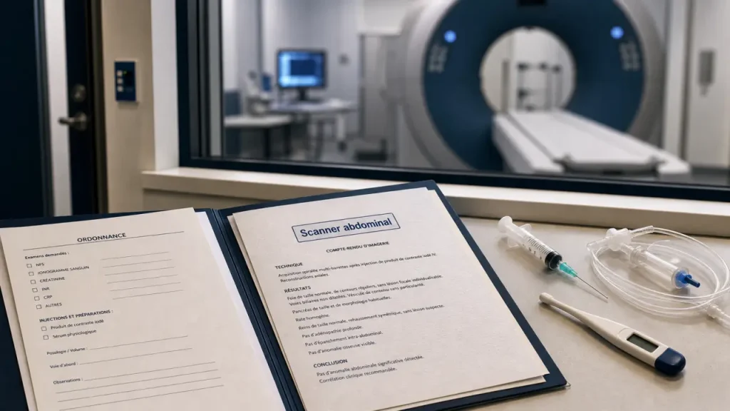 Scanner abdominal : produit de contraste, jeûne et compte-rendu sans confusion