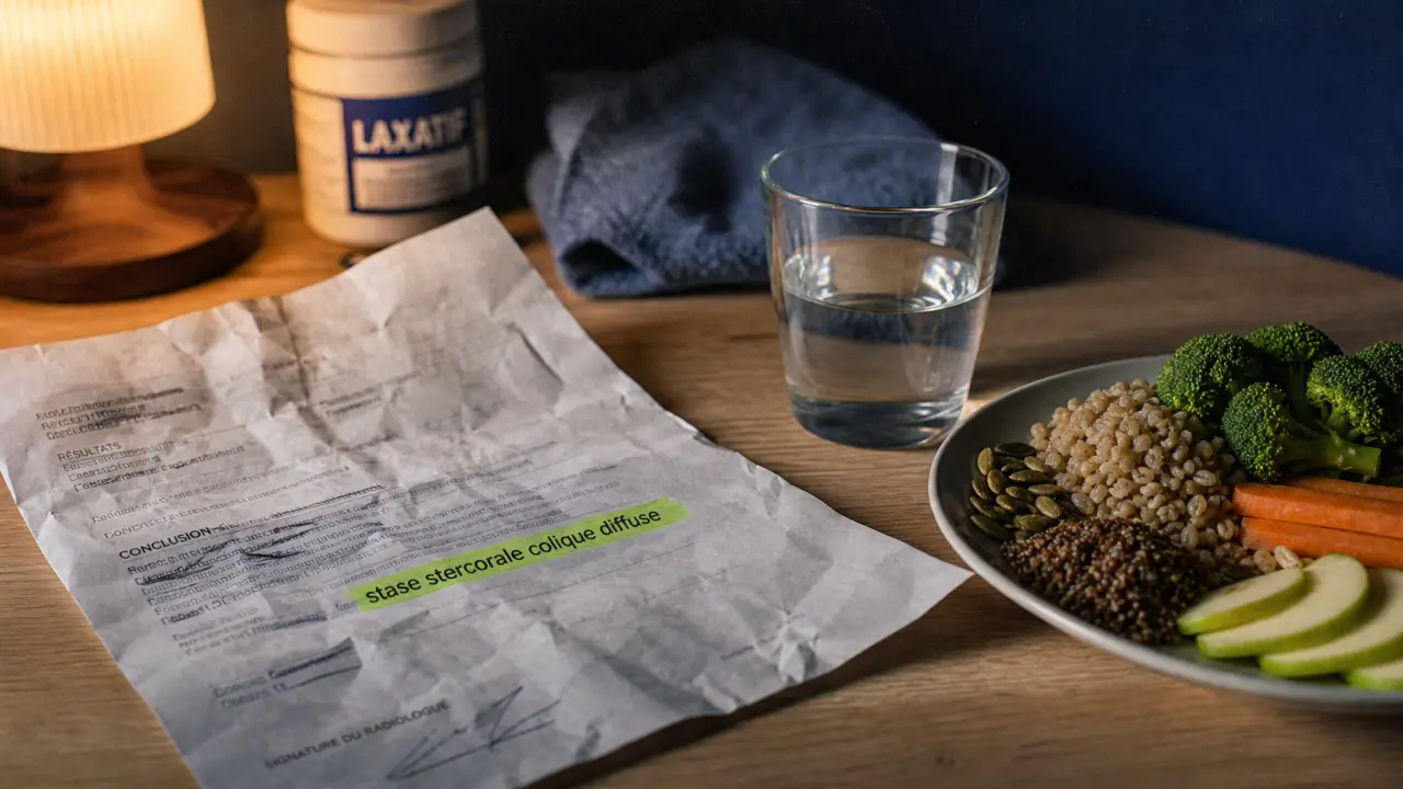 Stase stercorale colique diffuse et constipation sévère, diagnostic