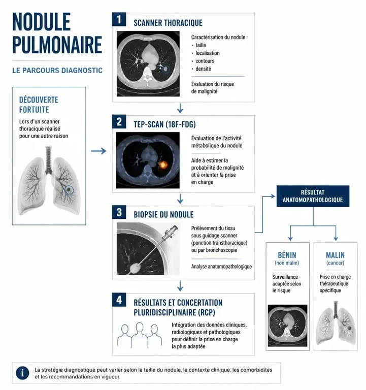 Parcours diagnostic d'un nodule pulmonaire spiculé