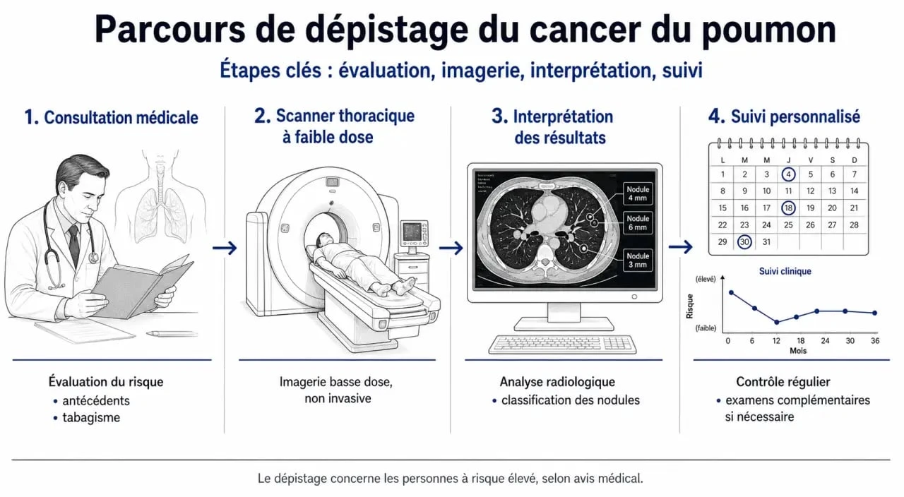 Parcours de dépistage du cancer du poumon par scanner