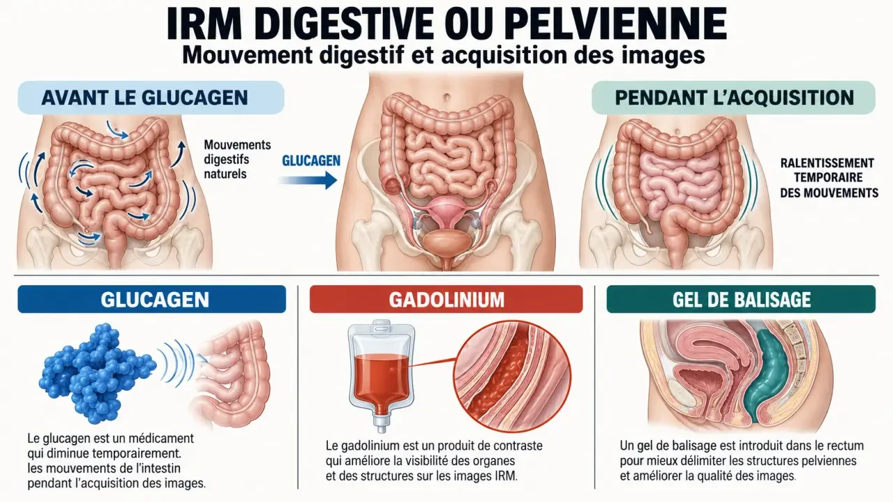 Schéma expliquant le rôle du Glucagen pendant une IRM