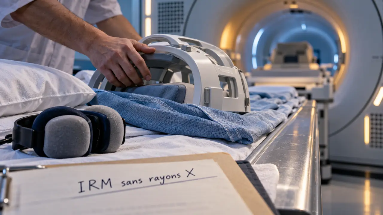 Machine IRM : table, tunnel et protections auditives